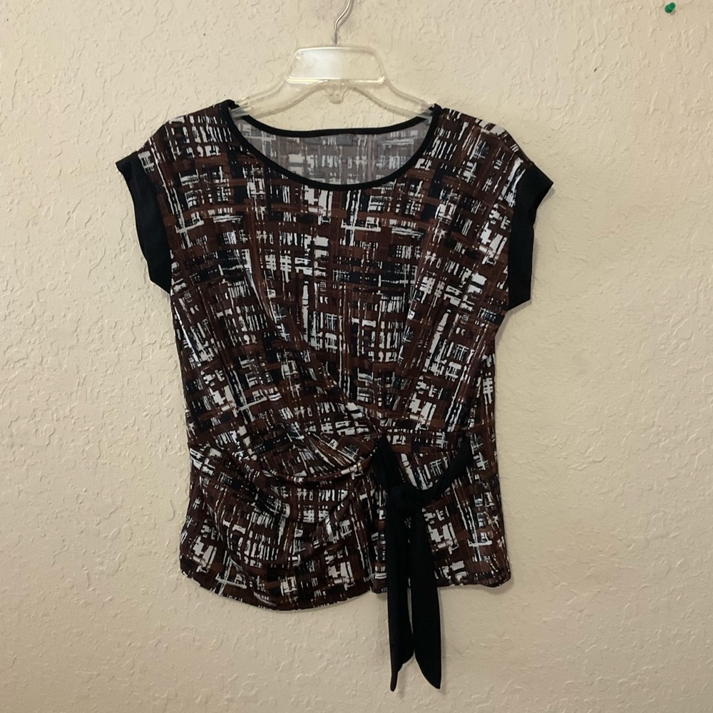 Brown & Black Checkered Pattern Blouse / Shirt